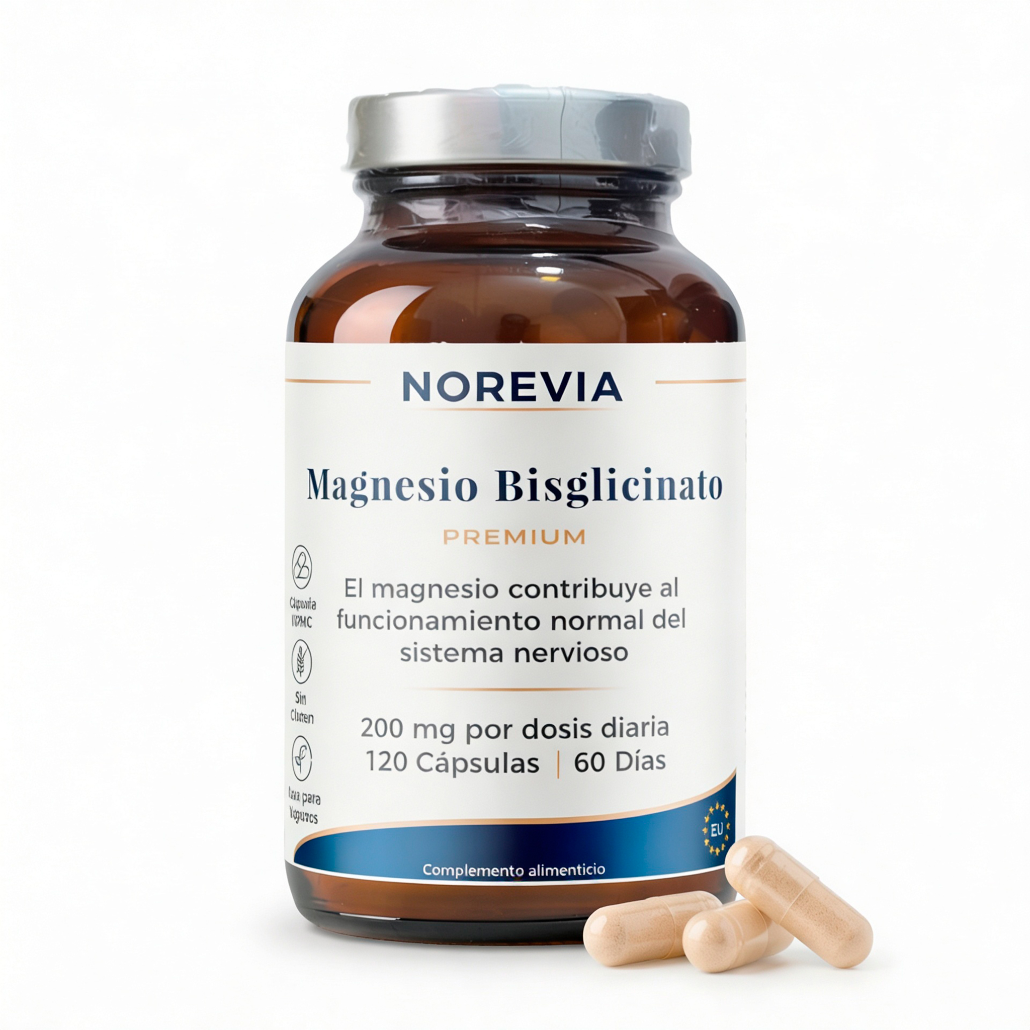NOREVIA Magnesio Bisglicinato Premium - 200 mg con Vitamina B6