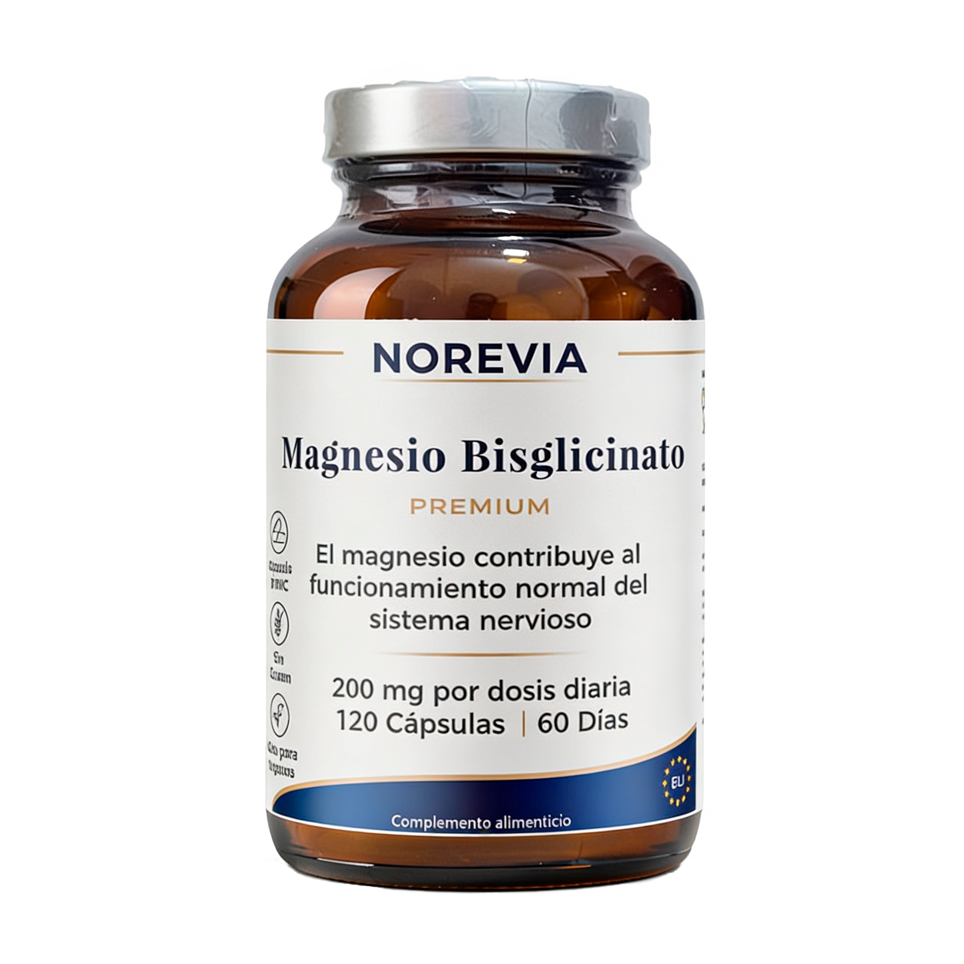 NOREVIA Magnesio Bisglicinato Premium - Frasco de 120 cápsulas